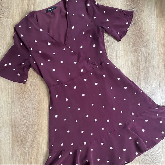 MADEWELL | 100% silk star print flutter mini dress style H3616 size 2 - Picture 2 of 8